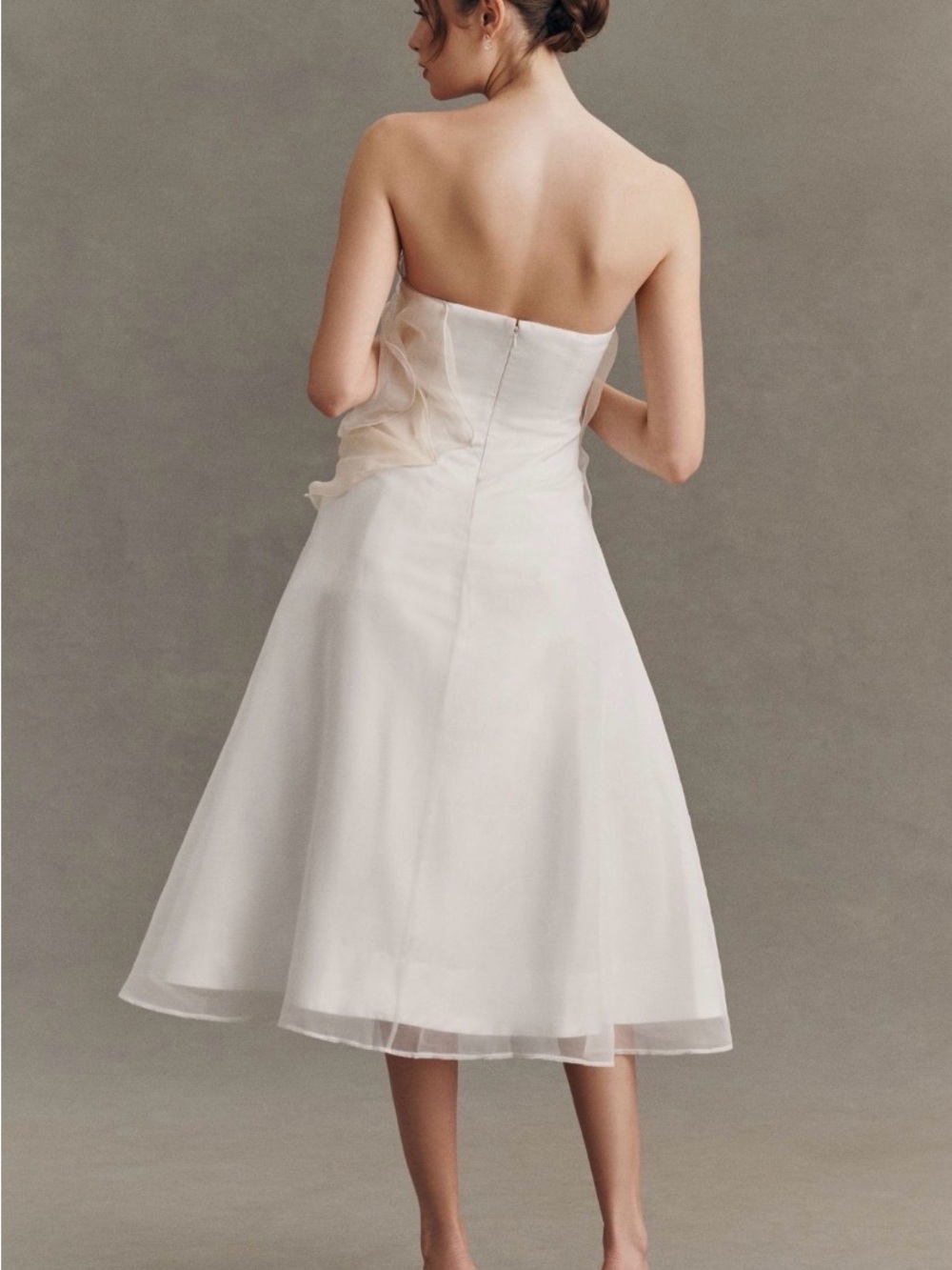 NWT BHLDN organza 3D floral appliqué strapless midi dress - Picture 2 of 6